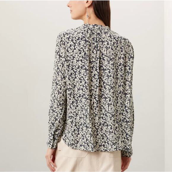 Zadig & Voltaire Black Floral Button Down Shirt MEDIUM Logo Banded Designer $258 - Picture 4 of 12